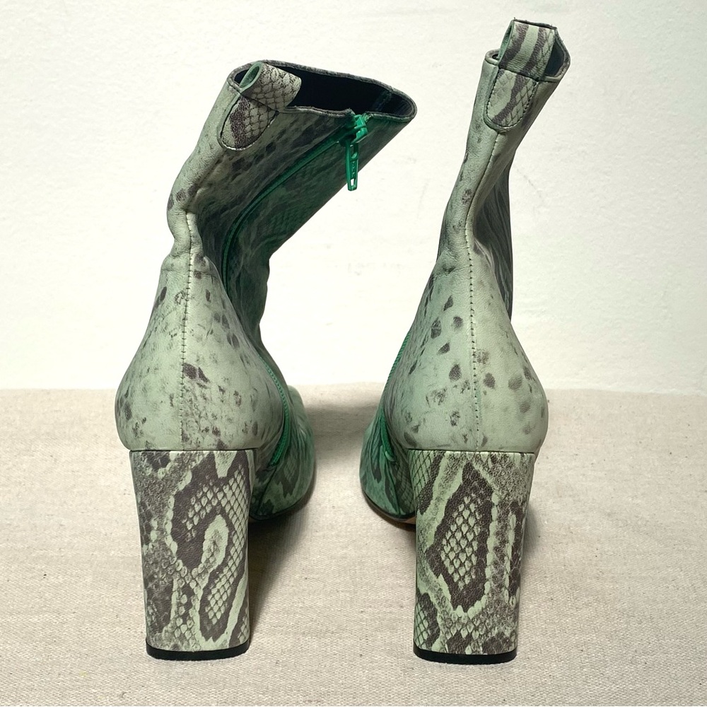 Miista London marchelle light green snake print square toe heeled boots sz 39 - Picture 5 of 8